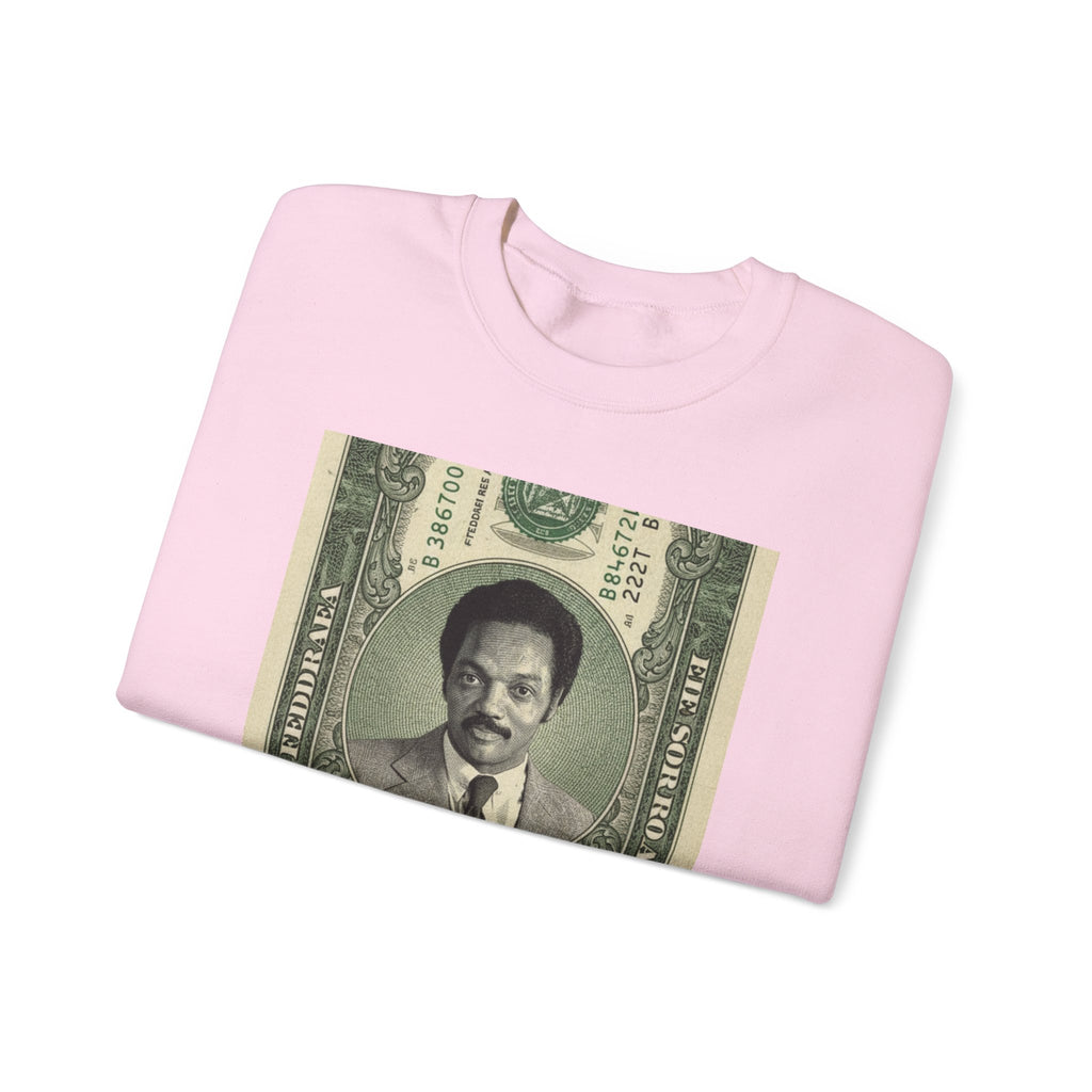 Jesse Jackson Crewneck Sweatshirt — Retro Dollar Portrait “Keep Hope Alive” Graphic
