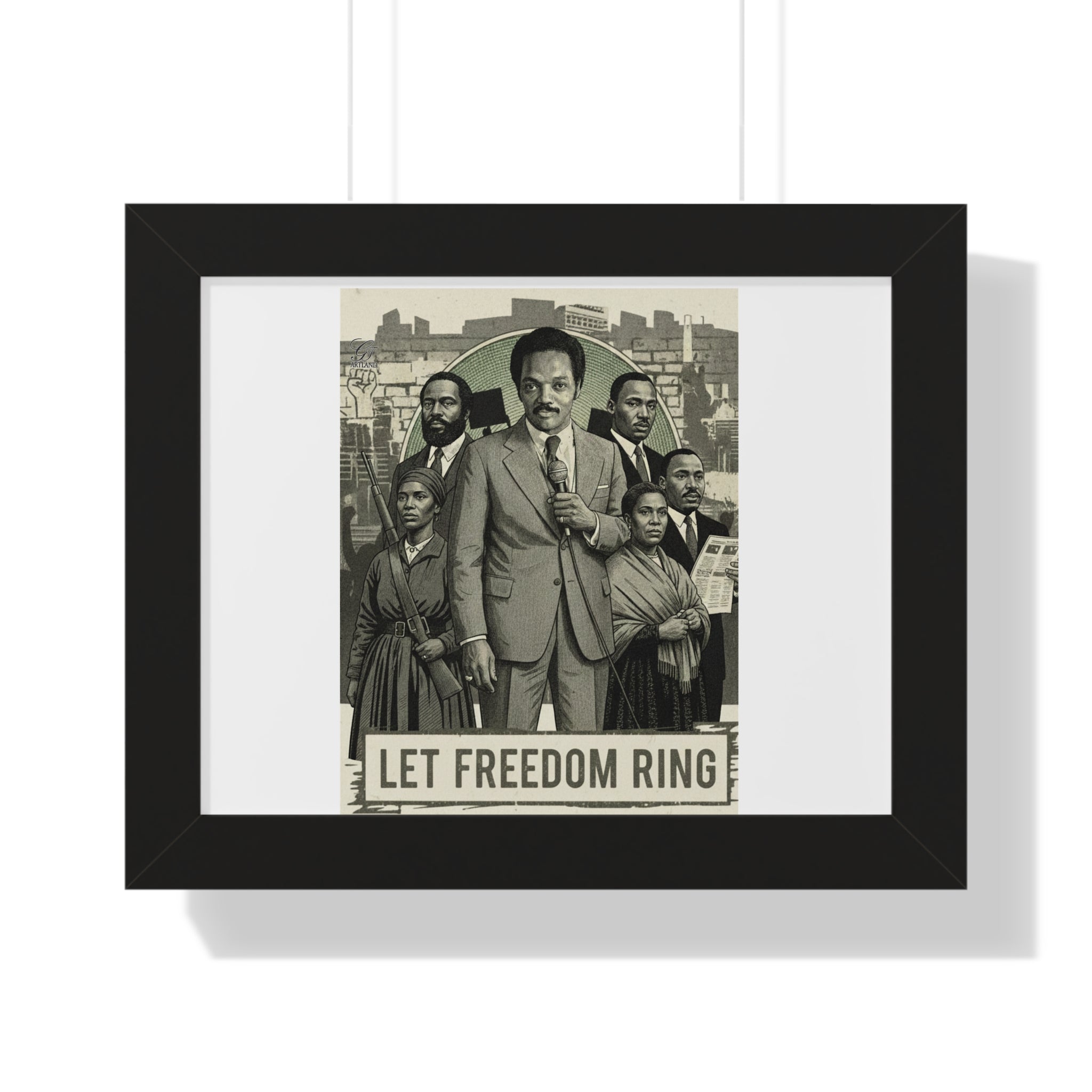 Jesse Jackson Let Freedom Ring framed poster | Civil Rights vintage illustration