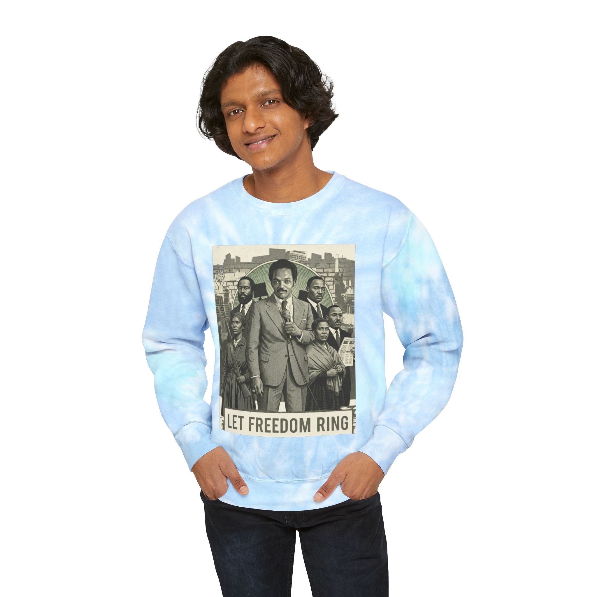 Let Freedom Ring civil rights photo Sweatshirt | Tie-Dye blue swirl