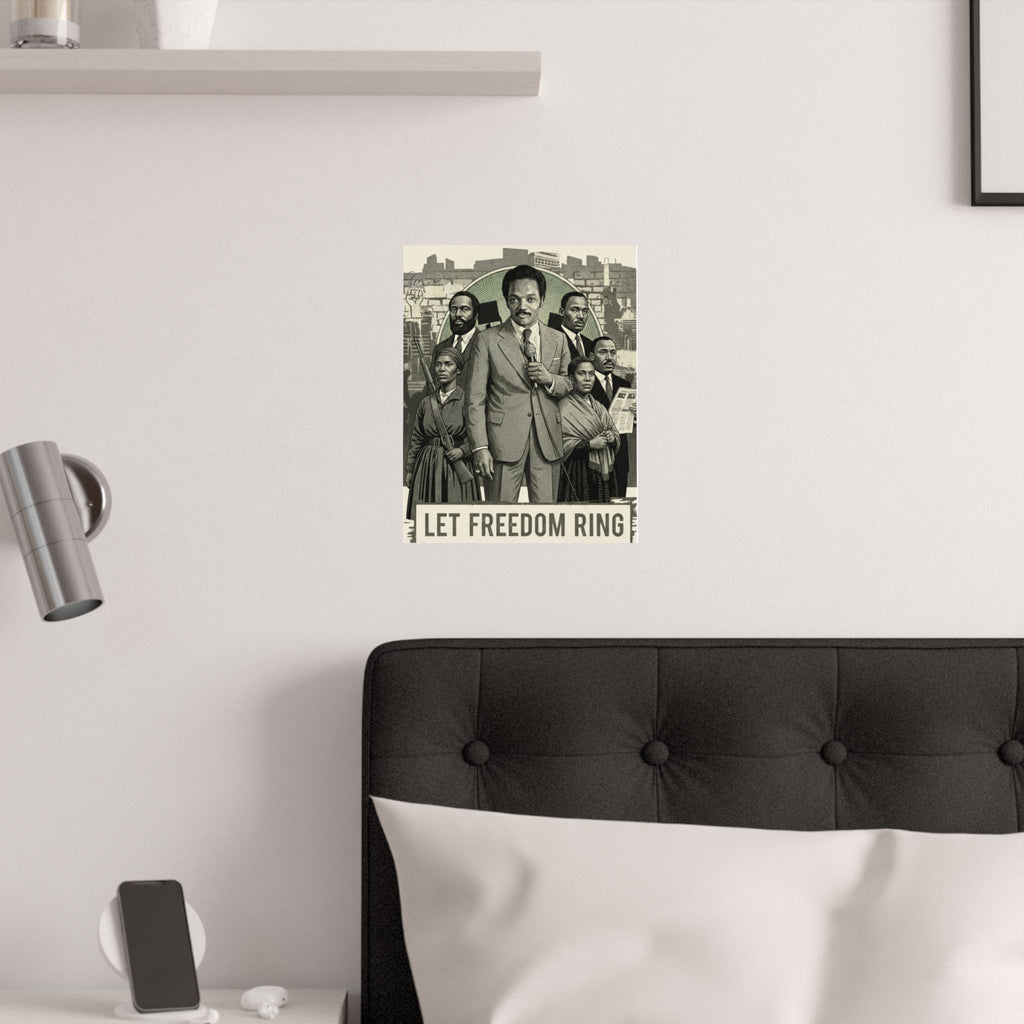 Jesse Jackson Let Freedom Ring poster Satin Poster | Civil Rights Illustration, Historical Wall Art