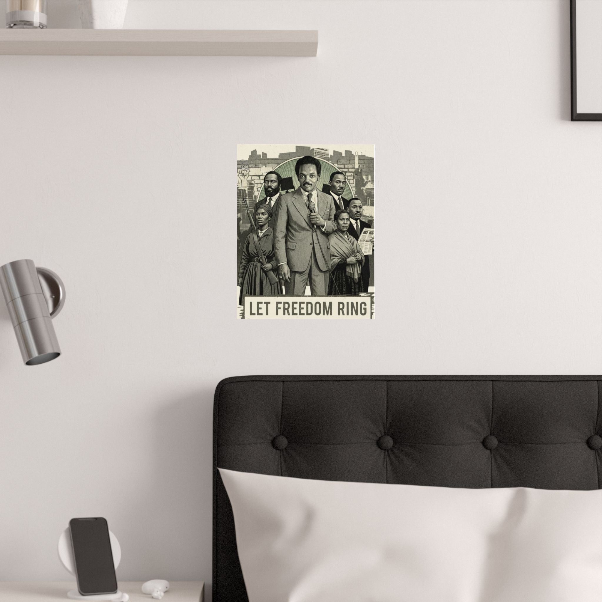 Jesse Jackson Let Freedom Ring poster Satin Poster | Civil Rights Illustration, Historical Wall Art