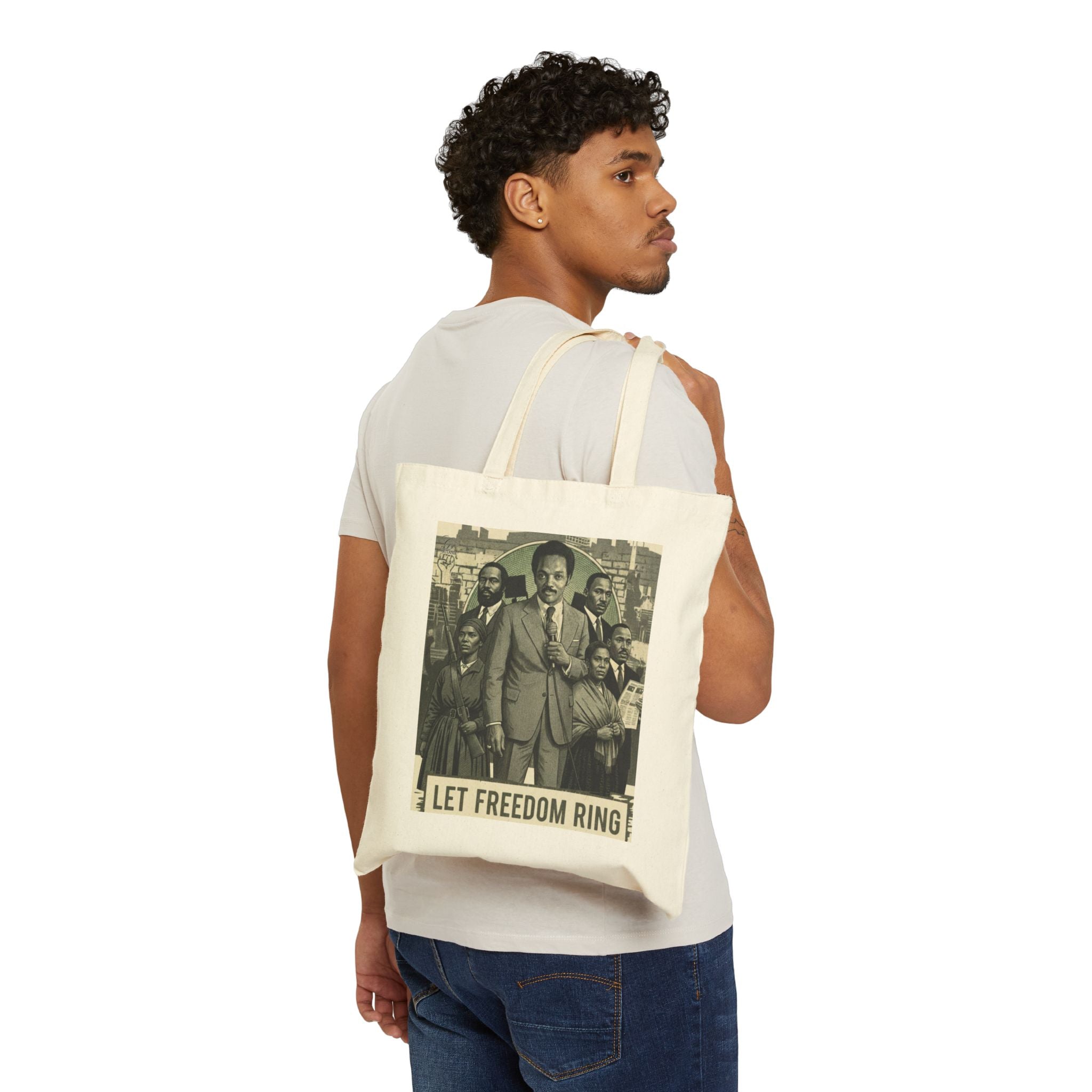 Jesse Jackson Let Freedom Ring civil rights portrait Tote Bag | Vintage protest artwork