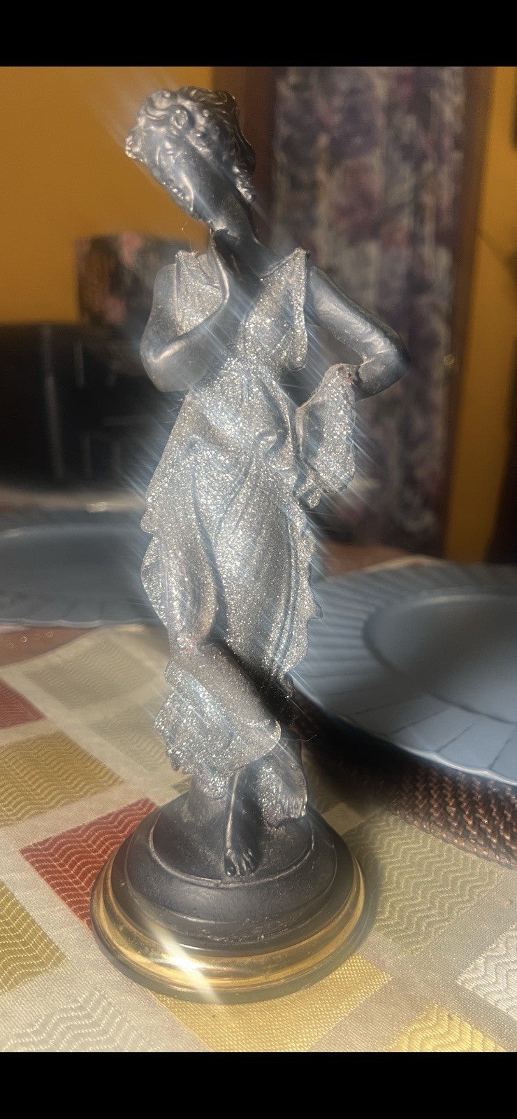 H. M. EMATITE Black Hand Made Figurine Of 9” Roman Woman Made In ITALY