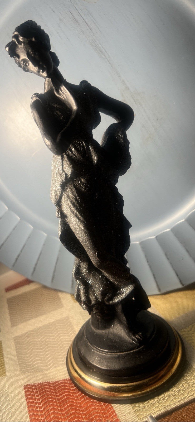 H. M. EMATITE Black Hand Made Figurine Of 9” Roman Woman Made In ITALY