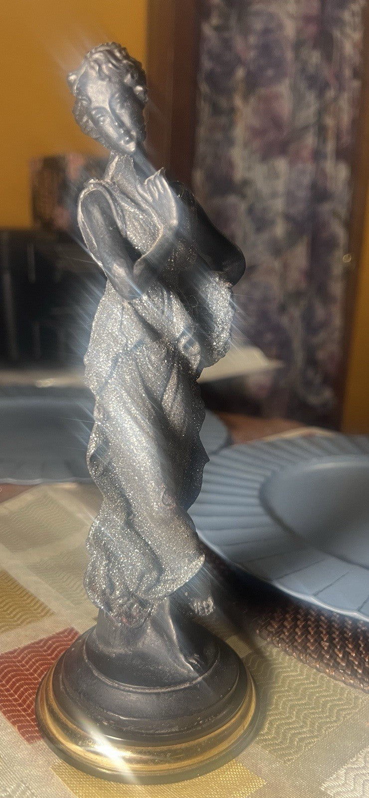 H. M. EMATITE Black Hand Made Figurine Of 9” Roman Woman Made In ITALY