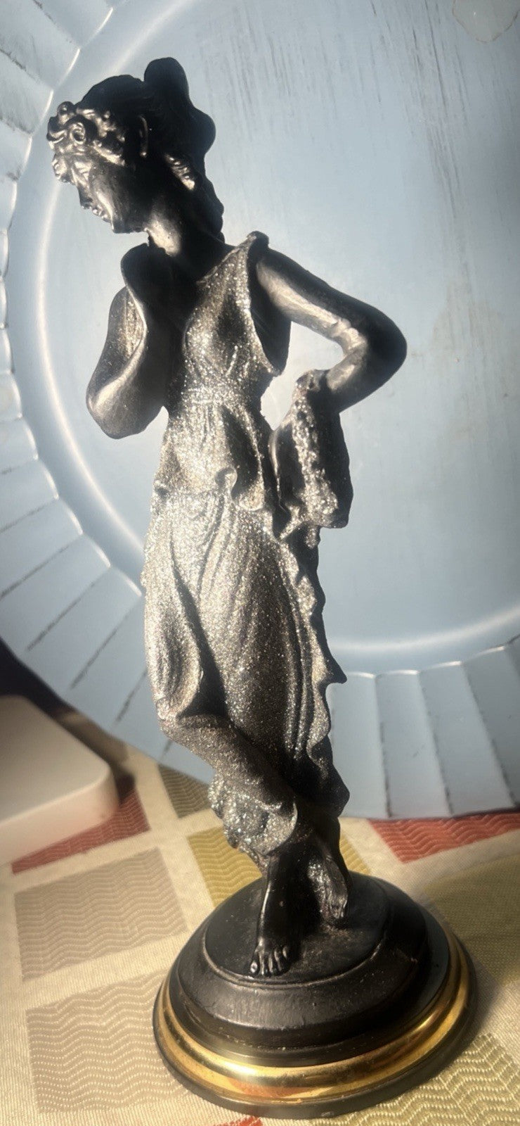 H. M. EMATITE Black Hand Made Figurine Of 9” Roman Woman Made In ITALY