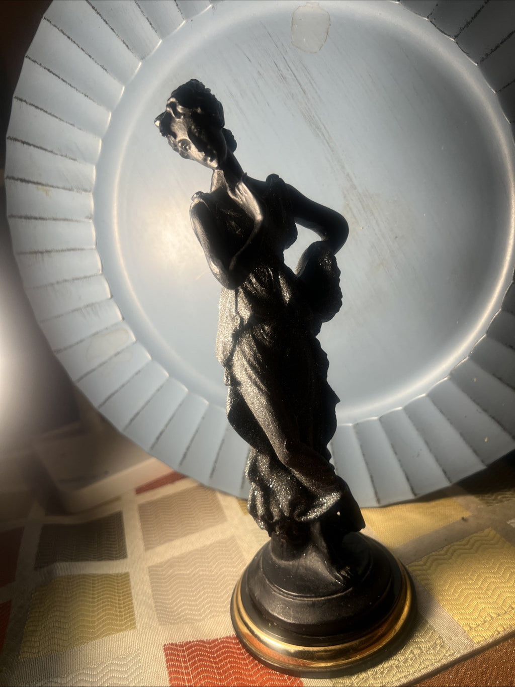 H. M. EMATITE Black Hand Made Figurine Of 9” Roman Woman Made In ITALY