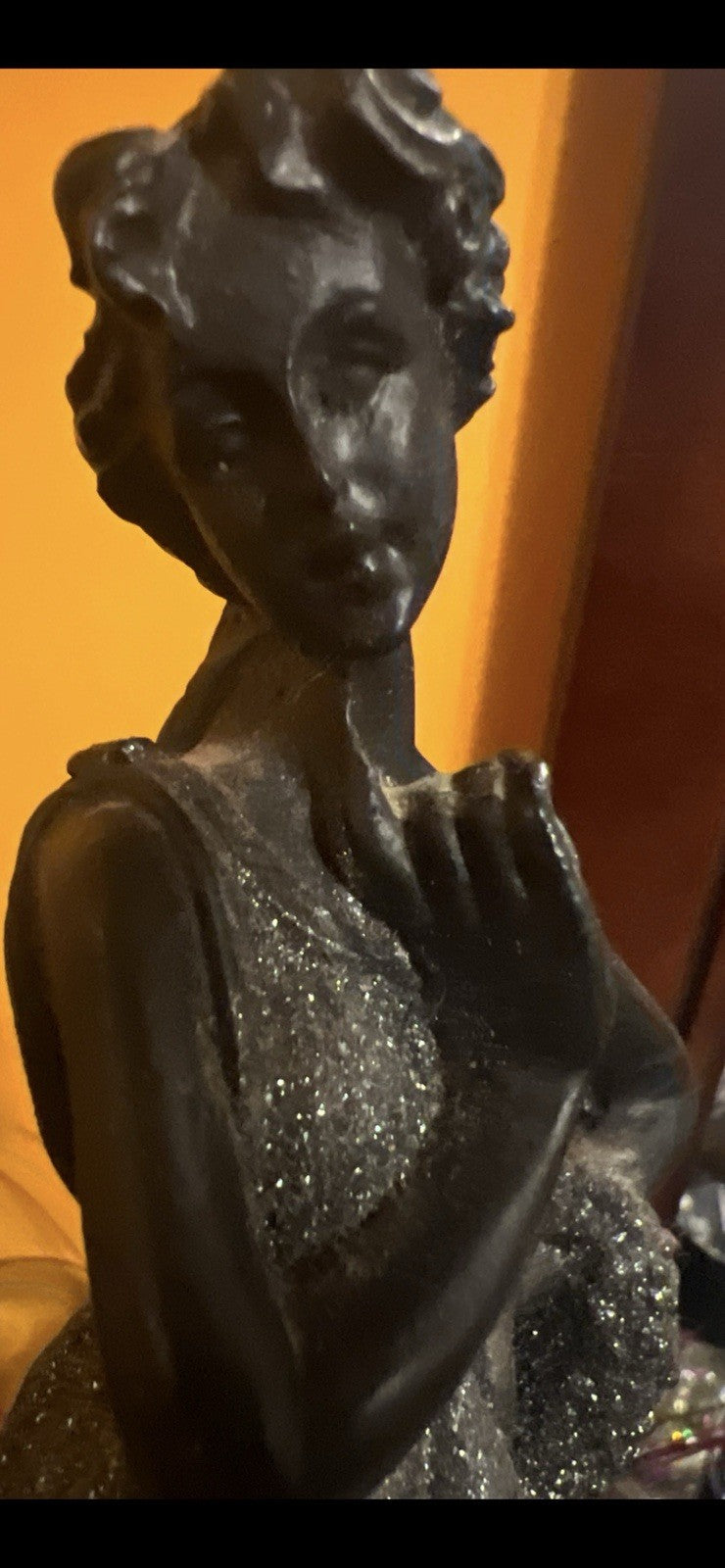 H. M. EMATITE Black Hand Made Figurine Of 9” Roman Woman Made In ITALY