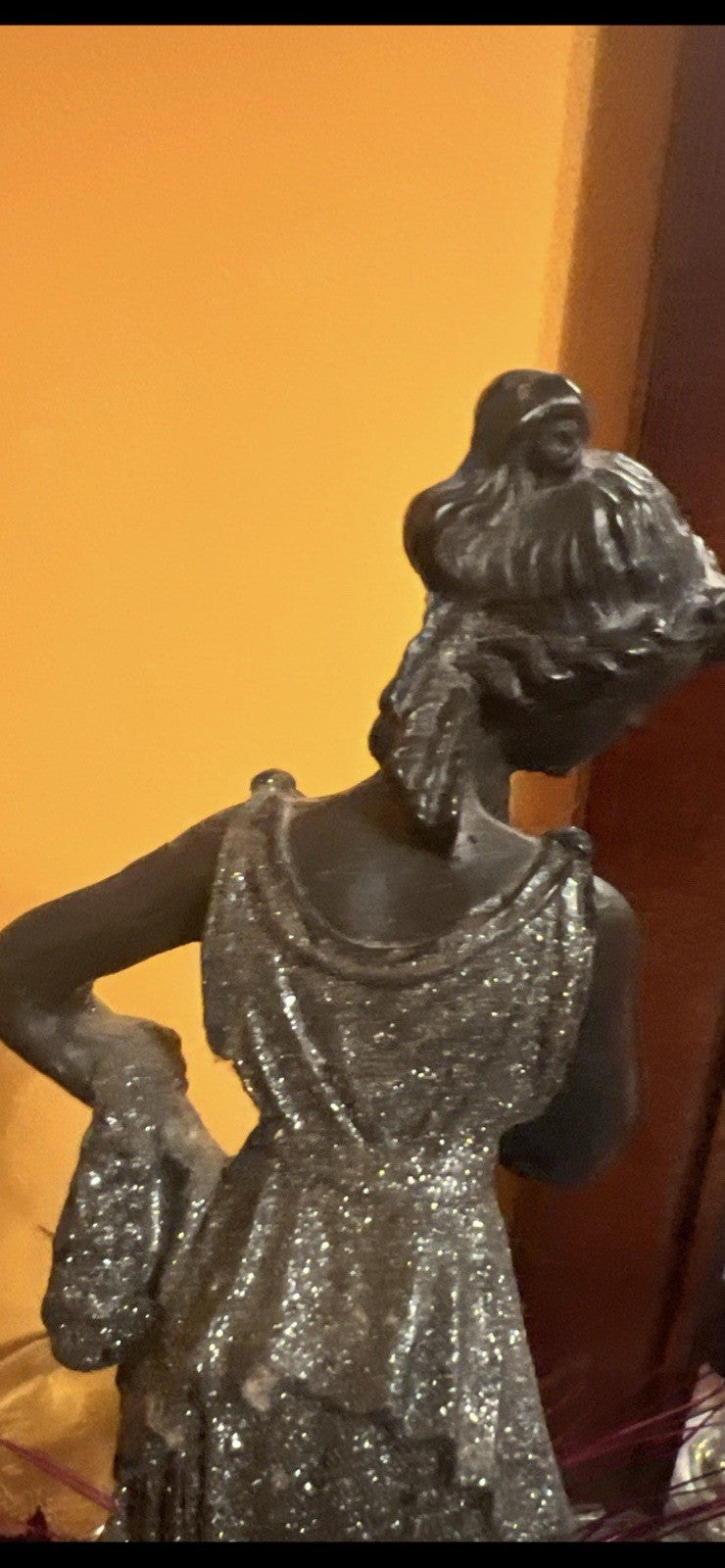 H. M. EMATITE Black Hand Made Figurine Of 9” Roman Woman Made In ITALY
