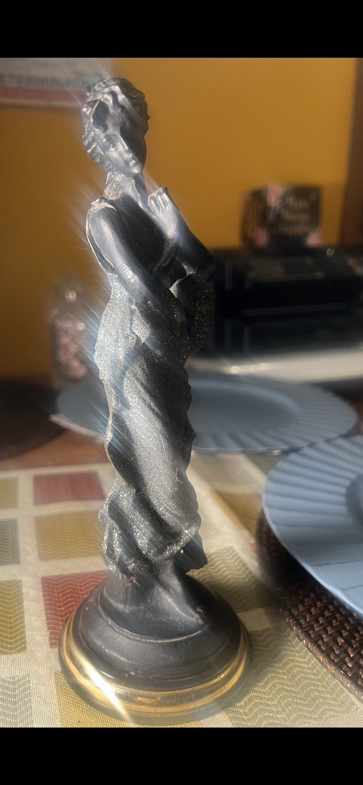 H. M. EMATITE Black Hand Made Figurine Of 9” Roman Woman Made In ITALY