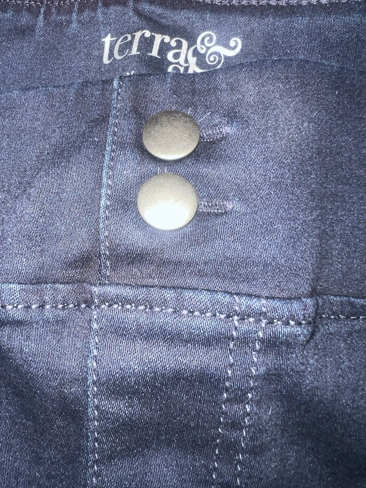 WOMEN'S SIZE 32W-34W (5x) TERRA & SKY DARK BLUE SKINNY STRETCHY MID-RISE JEANS