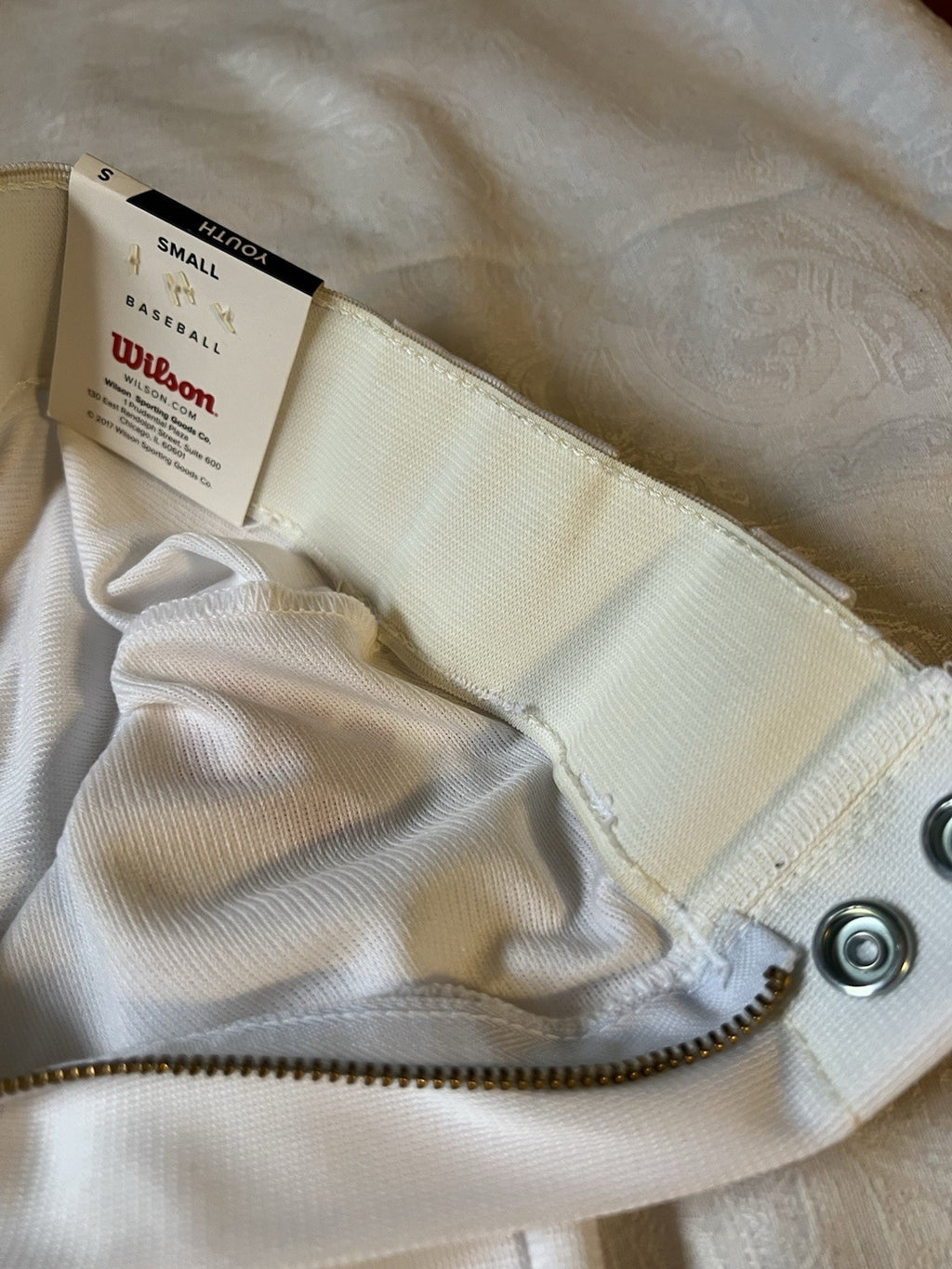 Wilson YOUTH Baseball Pants White With Elastic Cuffs Sizes Small (2) / Large (1)
