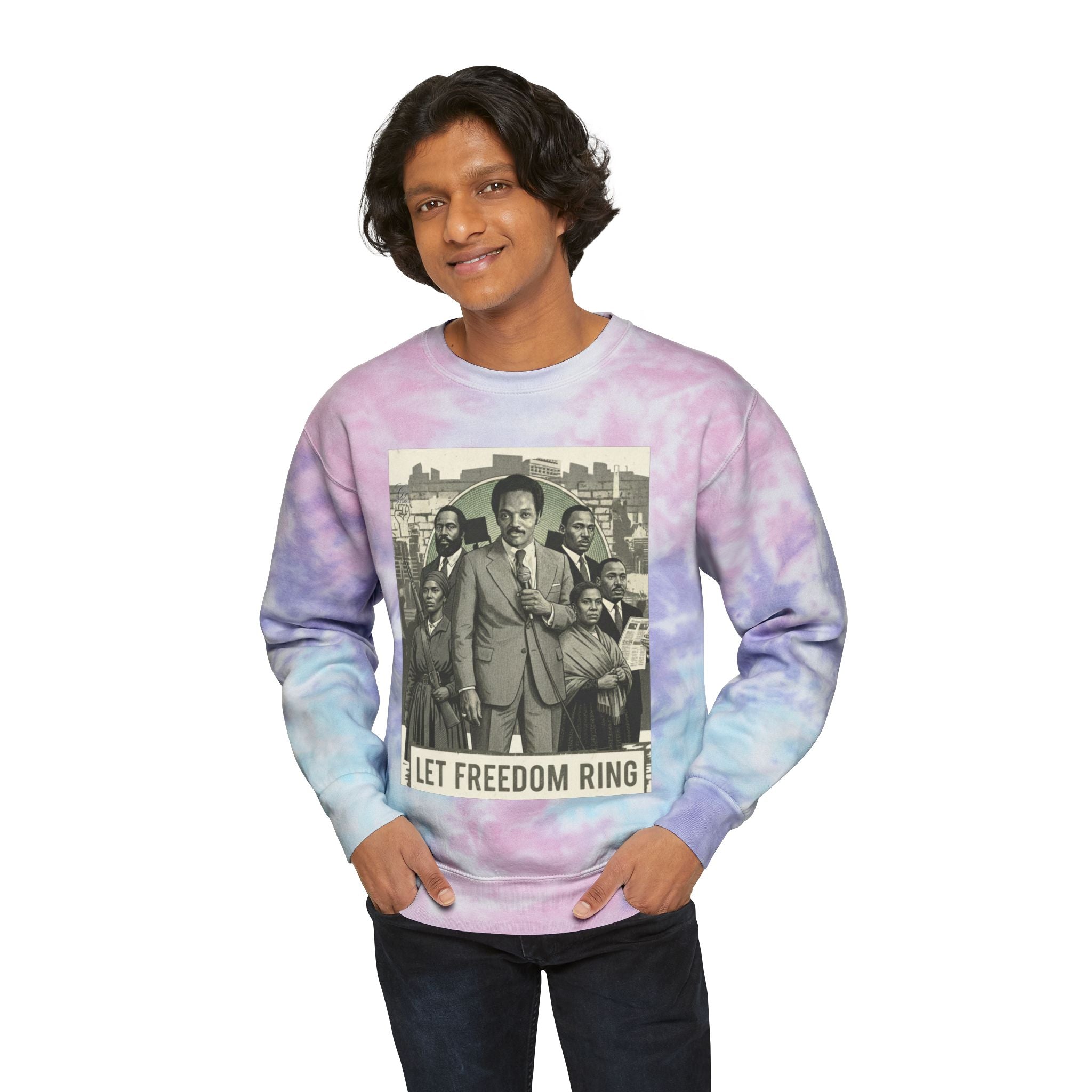 Let Freedom Ring civil rights photo Sweatshirt | Tie-Dye blue swirl