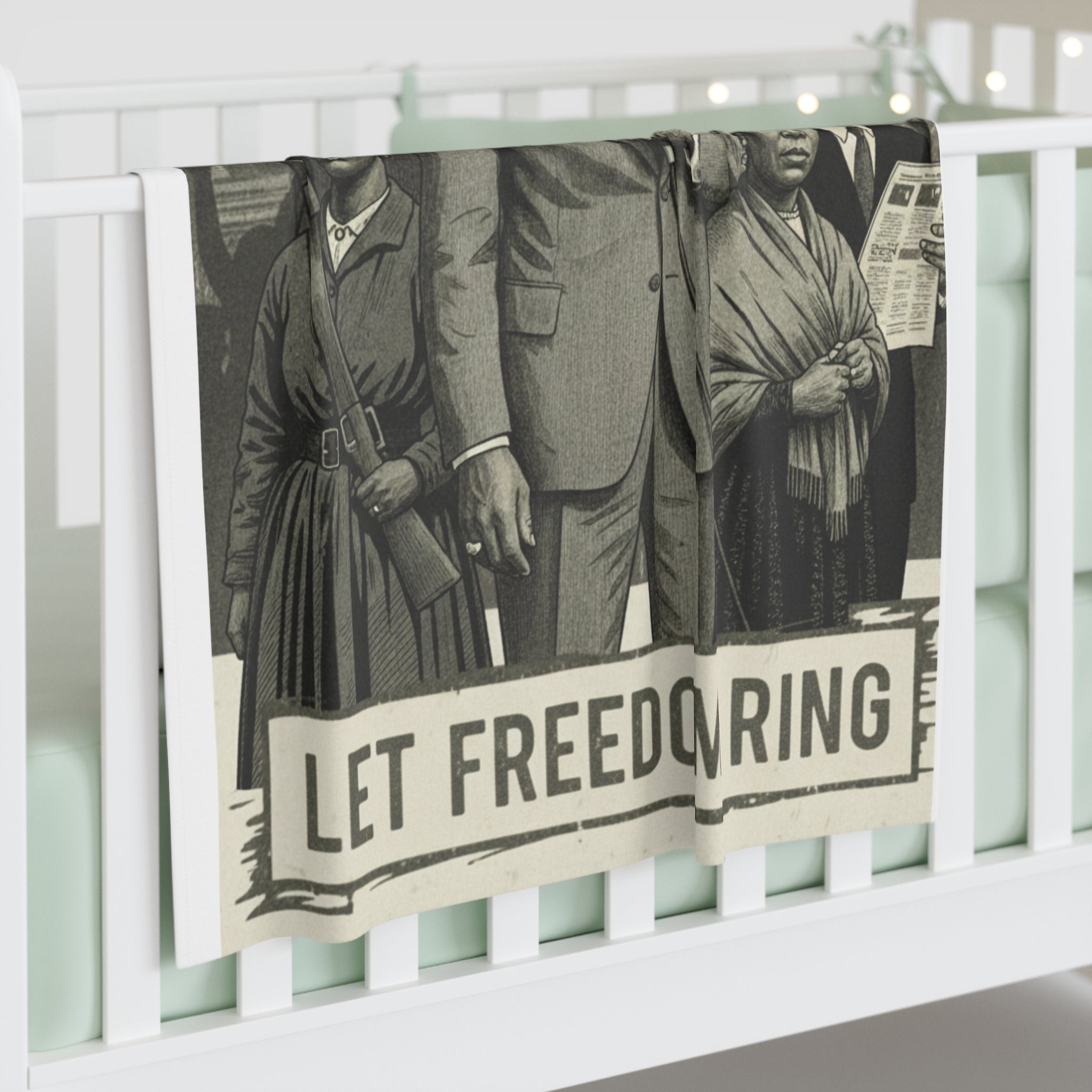 Let Freedom Ring Baby Swaddle Blanket | Civil Rights Illustration