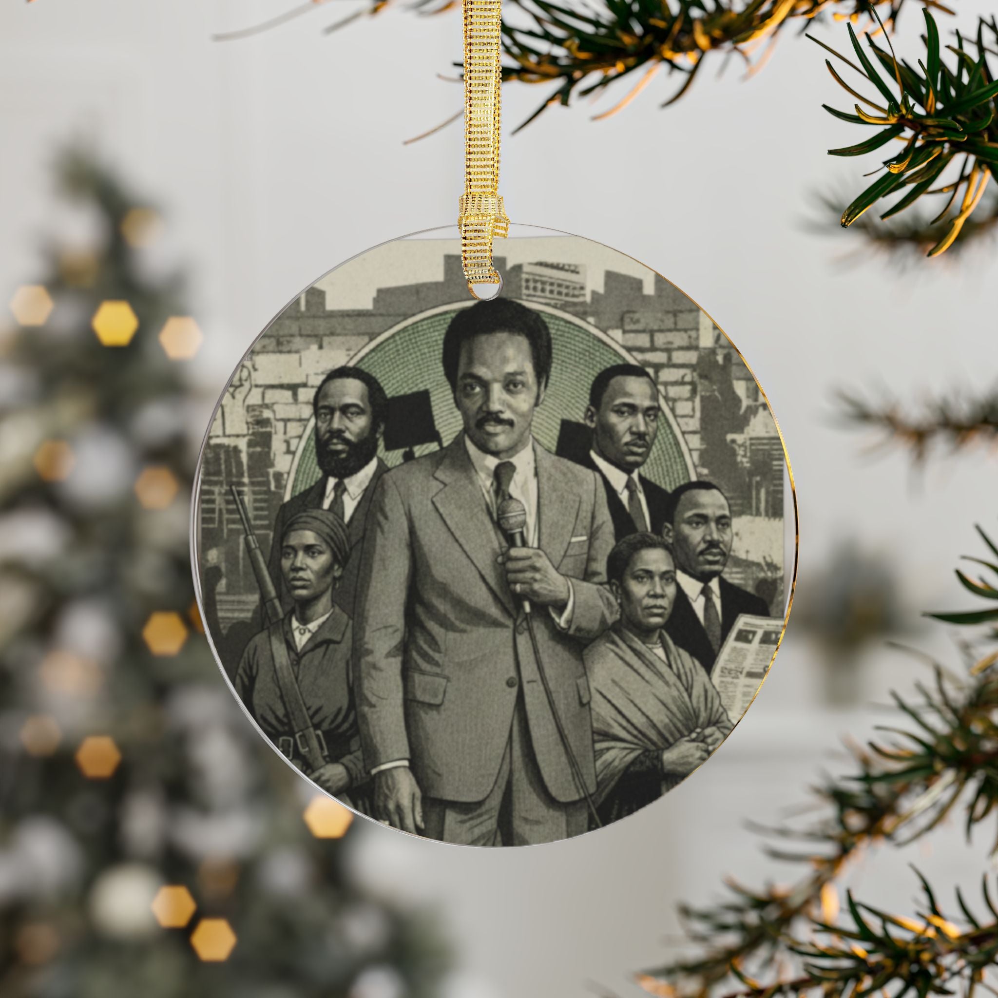 Jesse Jackson Vintage Civil Rights Leaders illustration Acrylic Ornament
