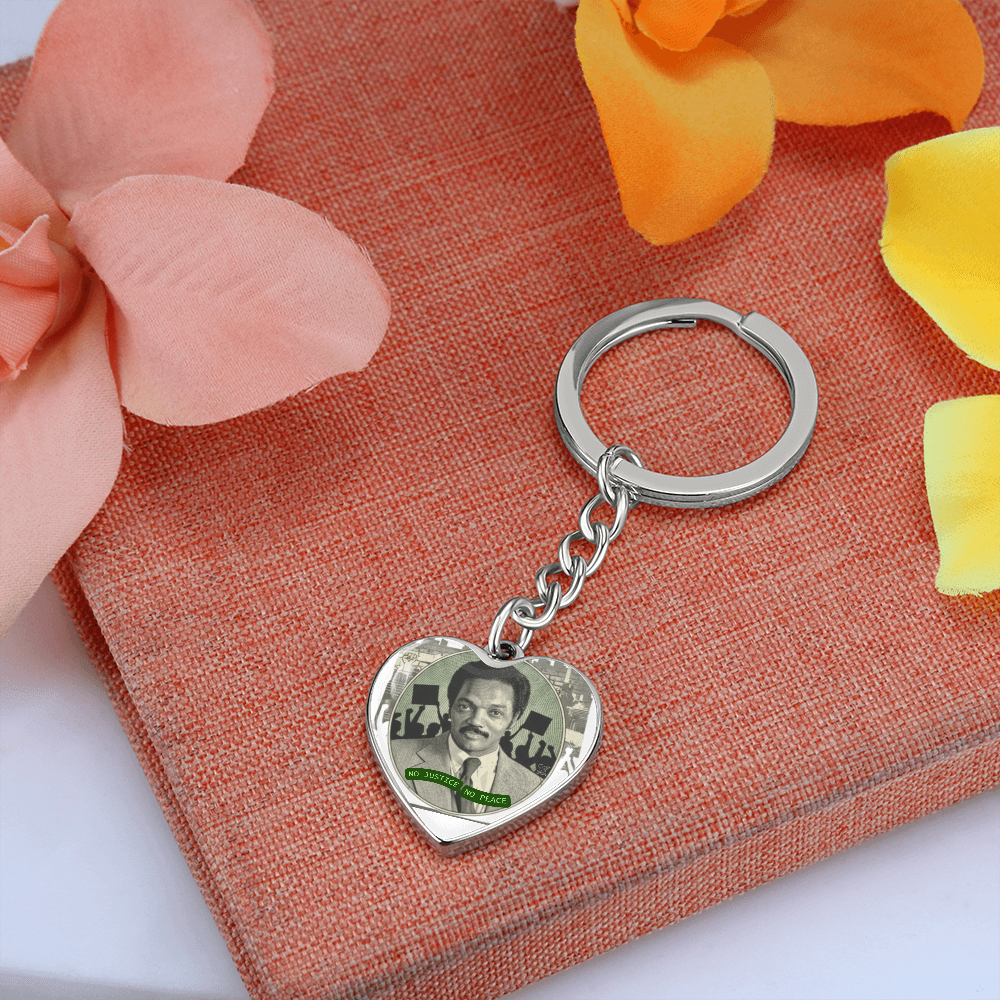 JESSE JACKSON "No Justice, No Peace" Heart Keychain/Bag Charm by GTArtland