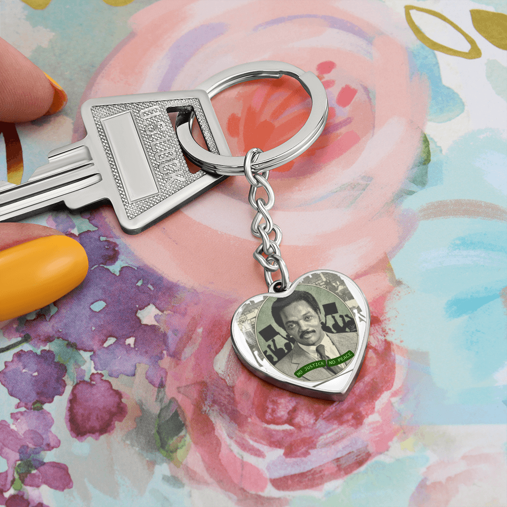 JESSE JACKSON "No Justice, No Peace" Heart Keychain/Bag Charm by GTArtland