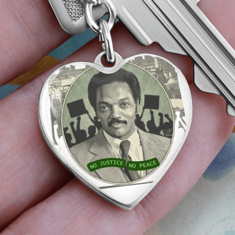 JESSE JACKSON "No Justice, No Peace" Heart Keychain/Bag Charm by GTArtland