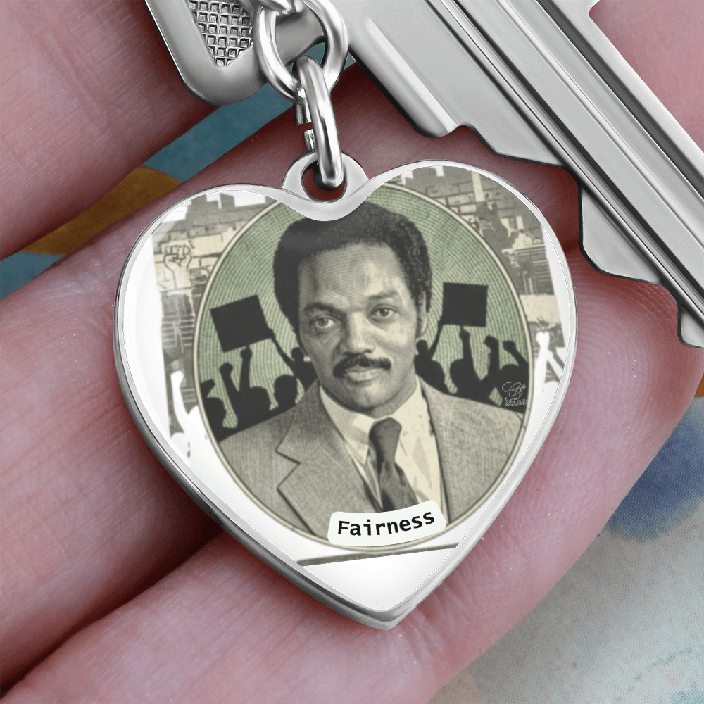 Jesse Jackson "Fairness" Graphic Heart Keychain by GT Artland