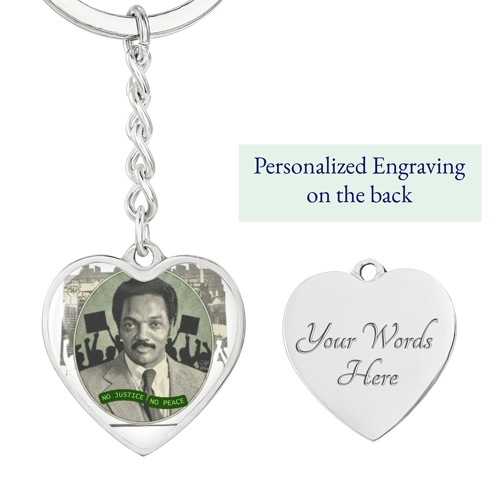 JESSE JACKSON "No Justice, No Peace" Heart Keychain/Bag Charm by GTArtland