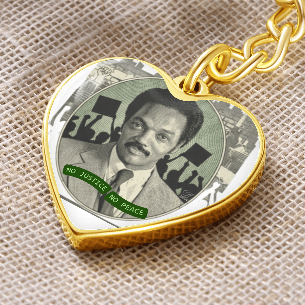 JESSE JACKSON "No Justice, No Peace" Heart Keychain/Bag Charm by GTArtland