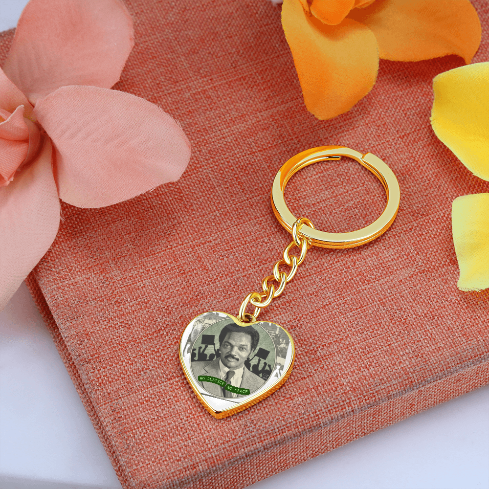 JESSE JACKSON "No Justice, No Peace" Heart Keychain/Bag Charm by GTArtland