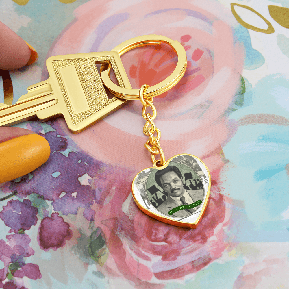 JESSE JACKSON "No Justice, No Peace" Heart Keychain/Bag Charm by GTArtland