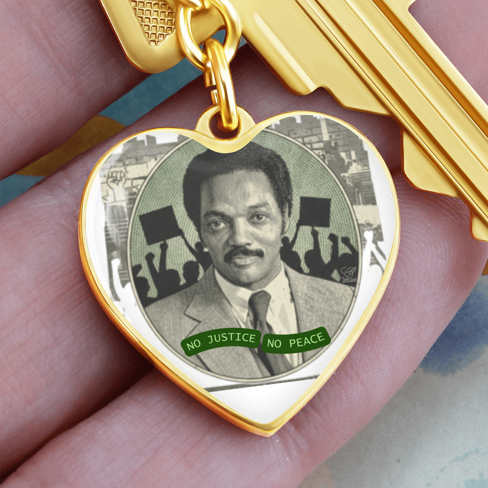 JESSE JACKSON "No Justice, No Peace" Heart Keychain/Bag Charm by GTArtland