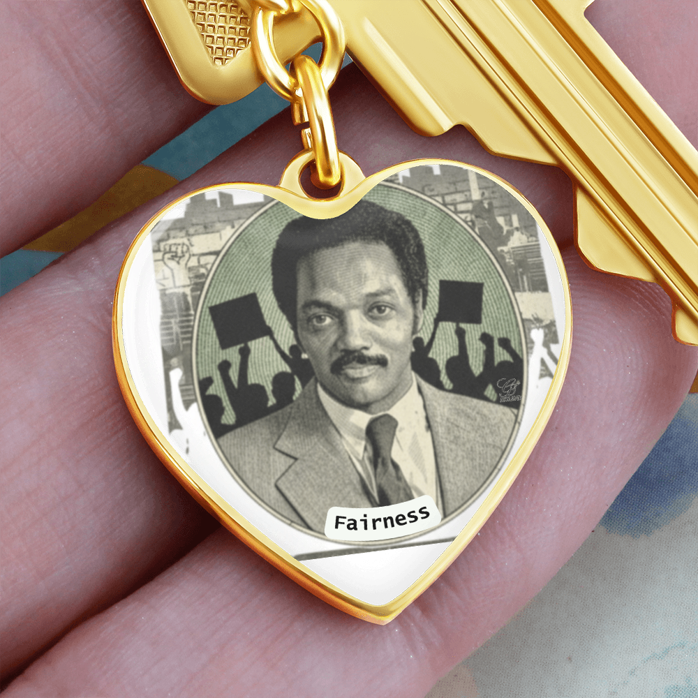 Jesse Jackson "Fairness" Graphic Heart Keychain by GT Artland