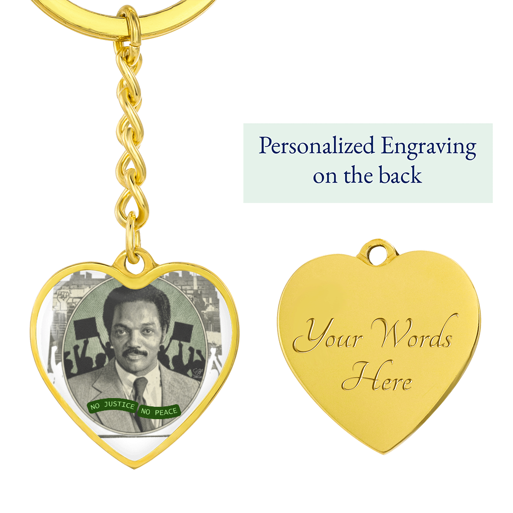 JESSE JACKSON "No Justice, No Peace" Heart Keychain/Bag Charm by GTArtland