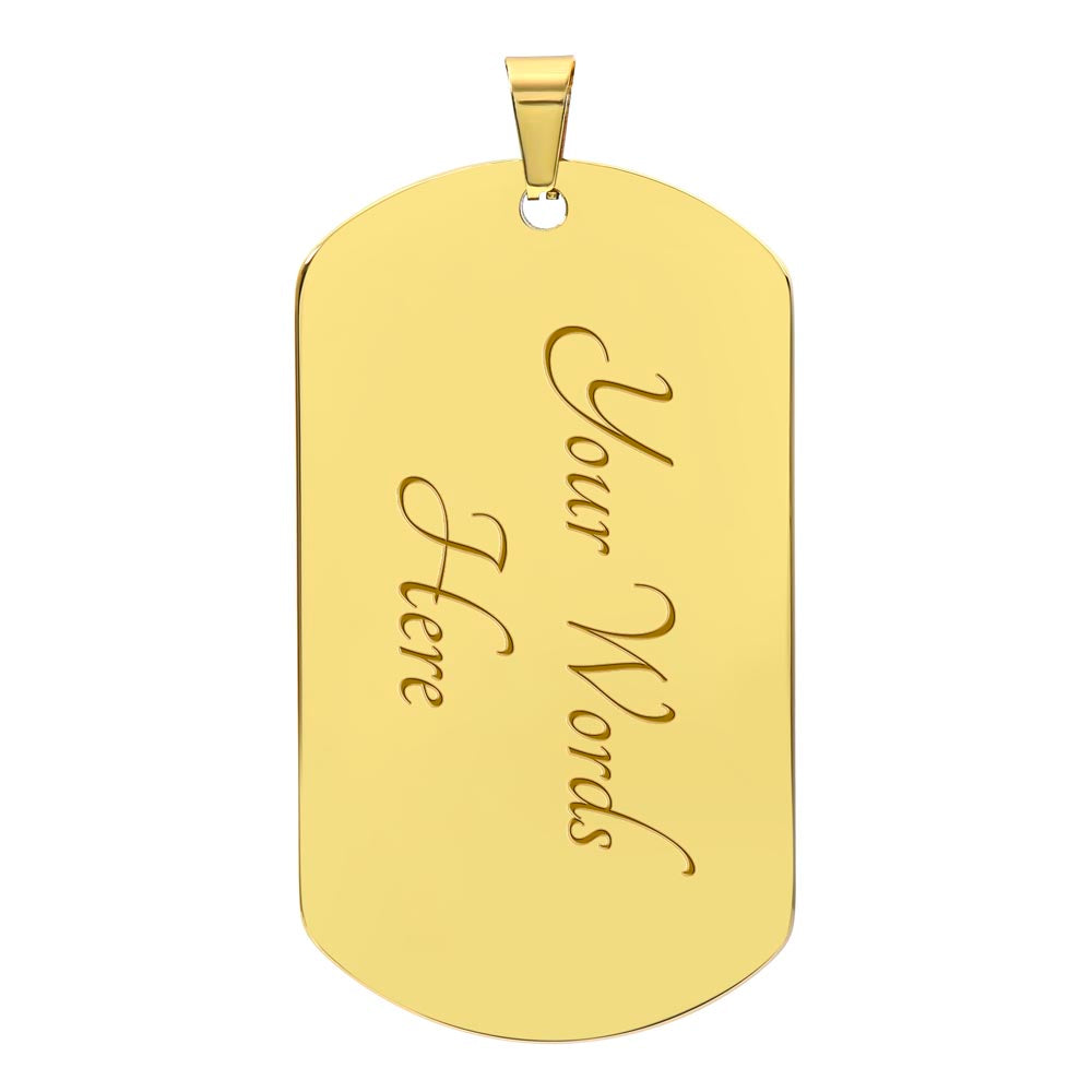 GOD DON'T PLAY ABOUT ME 18K GOLD FINISH MILITARY NECKCHAIN by GTArtland