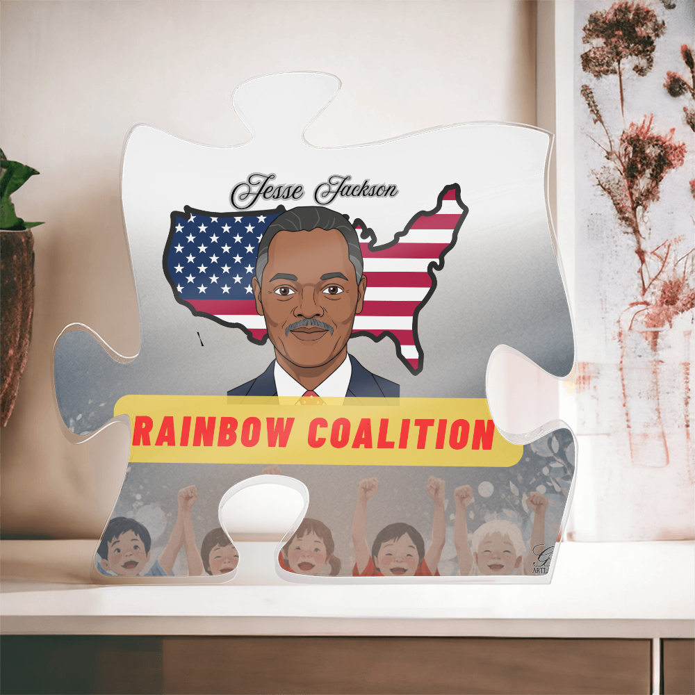 Jesse Jackson - Rainbow Coalition Acrylic Puzzle Plaque by GTArtland