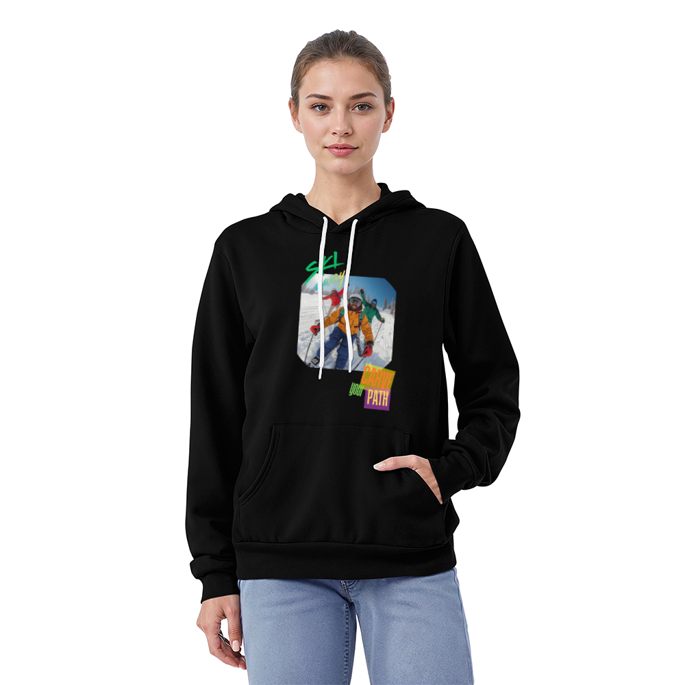 Ski Hoodie with African American Skiers called "Curve the Path" by GTArtland