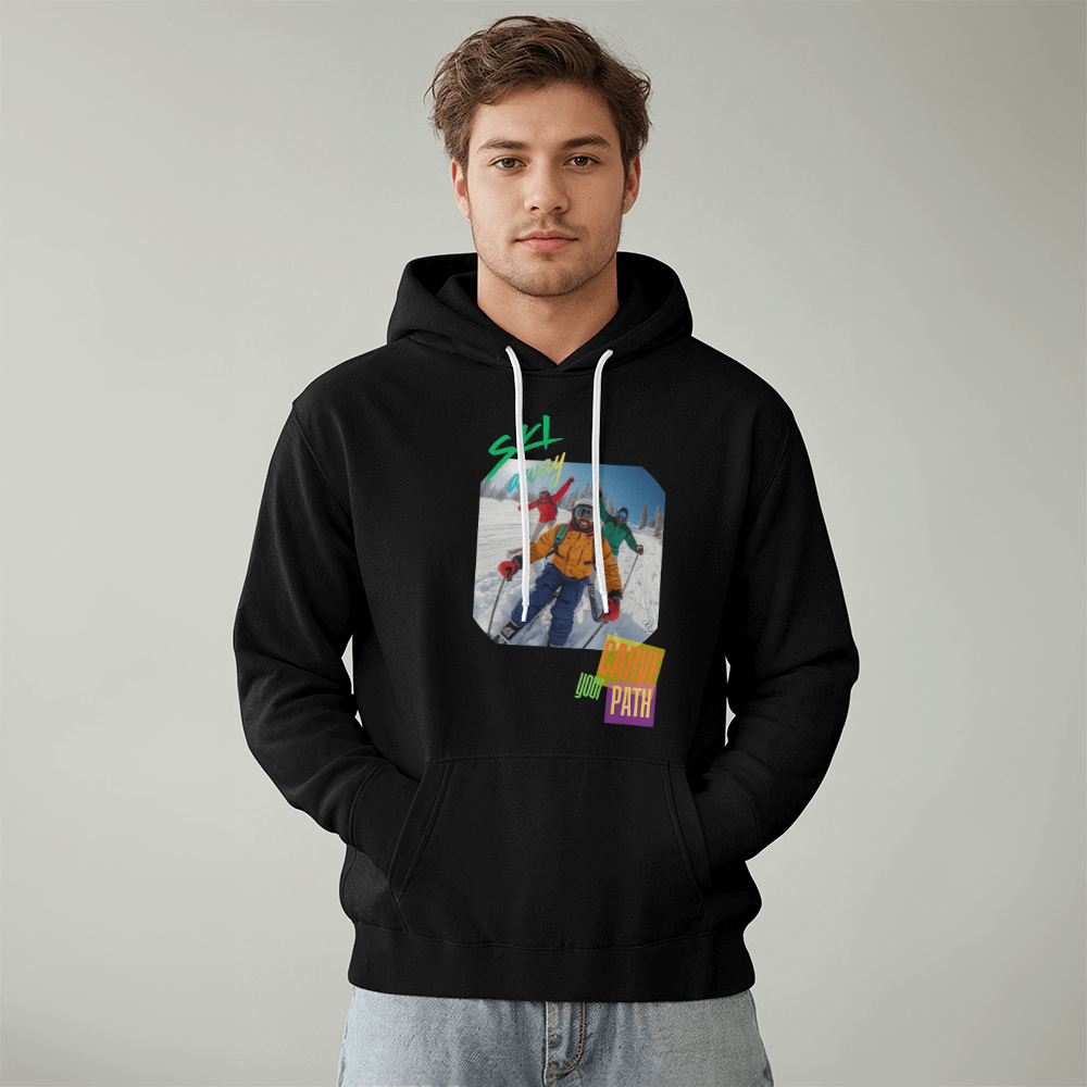 Ski Hoodie with African American Skiers called "Curve the Path" by GTArtland