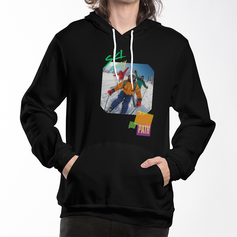 Ski Hoodie with African American Skiers called "Curve the Path" by GTArtland