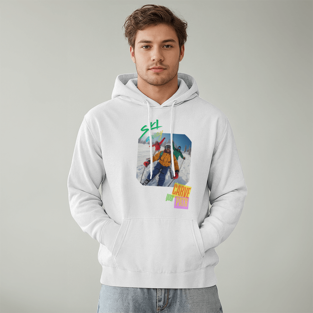 Ski Hoodie with African American Skiers called "Curve the Path" by GTArtland