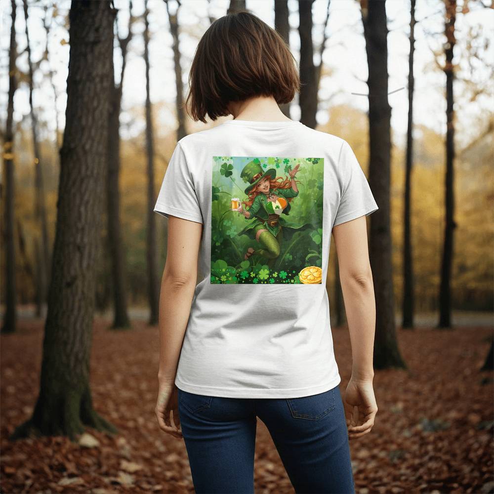 St. Patrick's Sexy Lady Luck Leprechaun T-Shirt (Back) by GTArtland