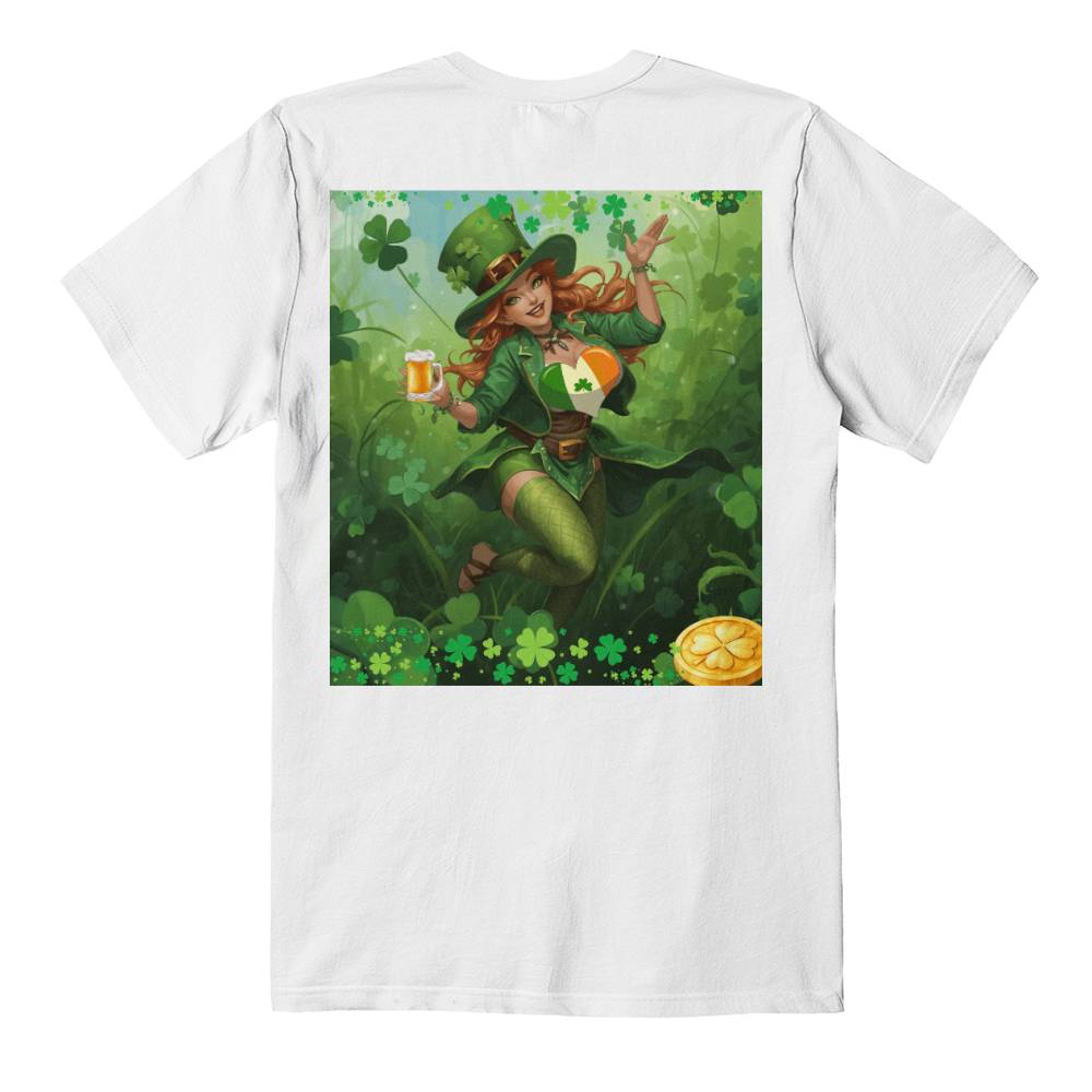 St. Patrick's Sexy Lady Luck Leprechaun T-Shirt (Back) by GTArtland