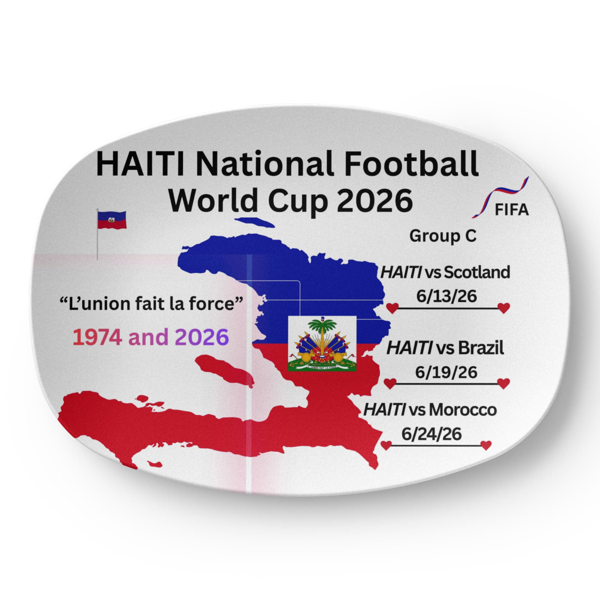 HAITIAN "NATIONAL FOOTBALL WORLD CUP 2026 FOOD" 10"X14" PLATTER by GTArtland