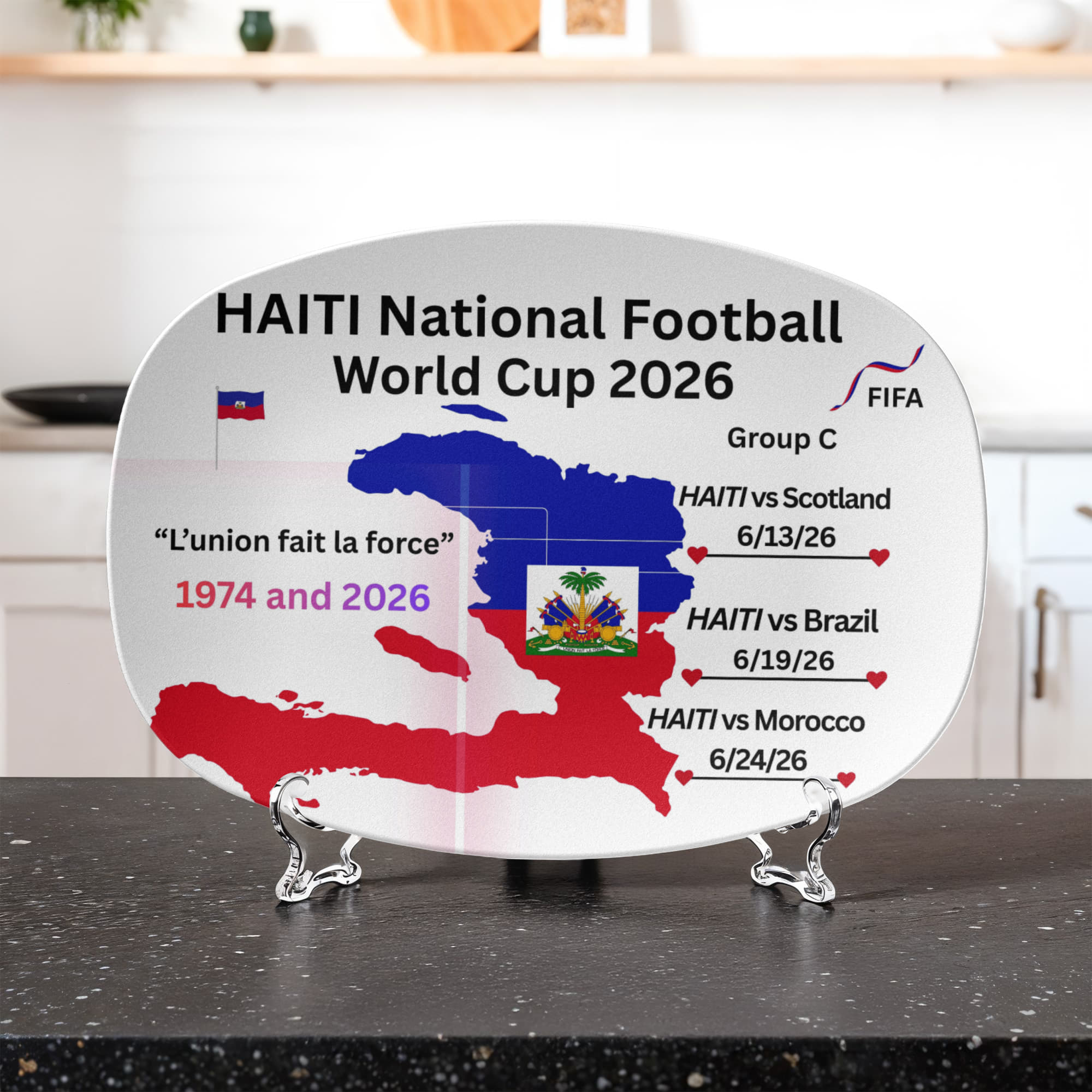 HAITIAN "NATIONAL FOOTBALL WORLD CUP 2026 FOOD" 10"X14" PLATTER by GTArtland