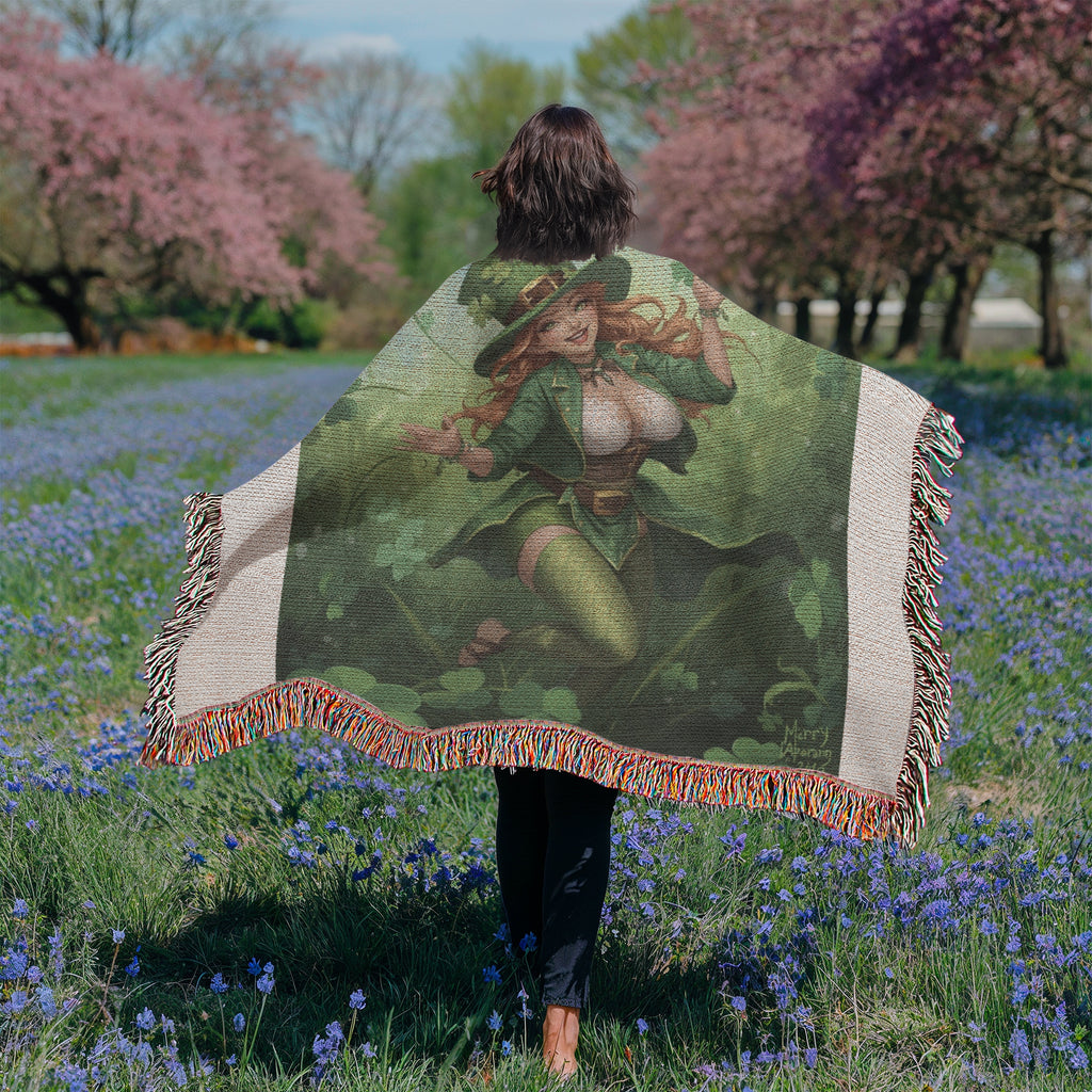 Sexy Lady Leprechaun Throw Over Blanket