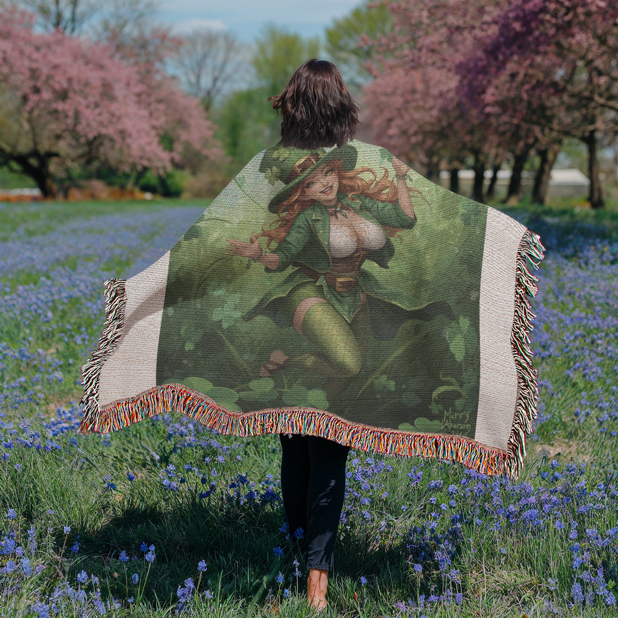Sexy Lady Leprechaun Throw Over Blanket