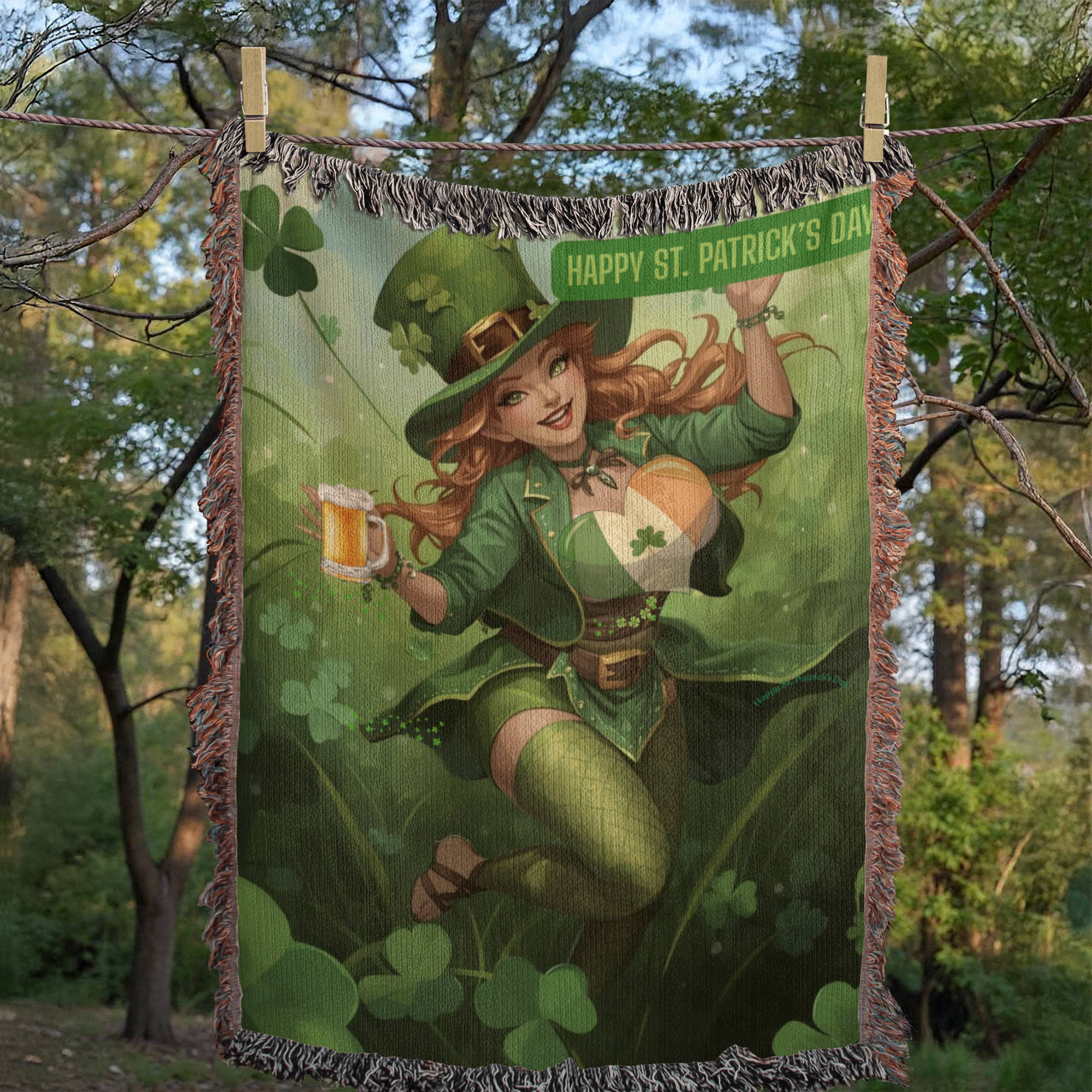 St. Patrick's Favorite "Irish Rose" 100% Cotton Yarn Blanket by GTArtland