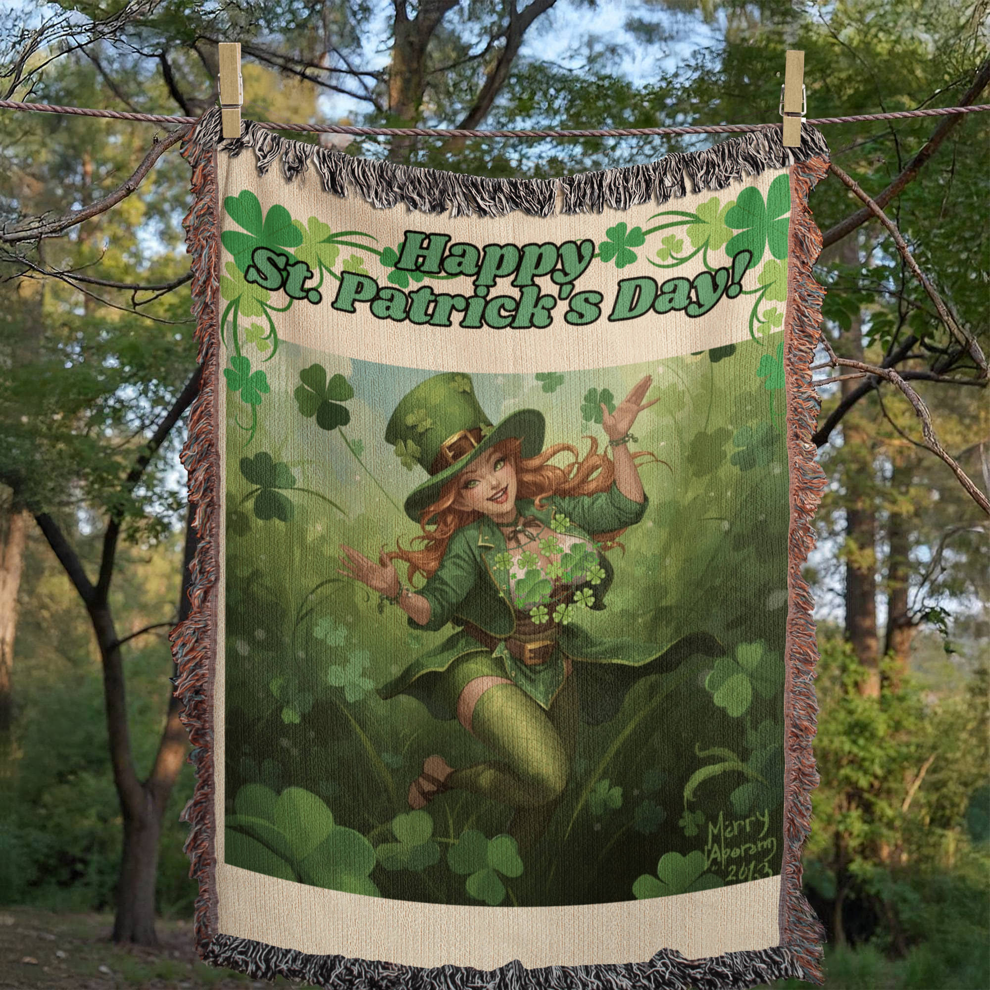 St. Patrick's Sexy Irish Rose Woven 100% Cotton Yarn Blanket by GtArtland
