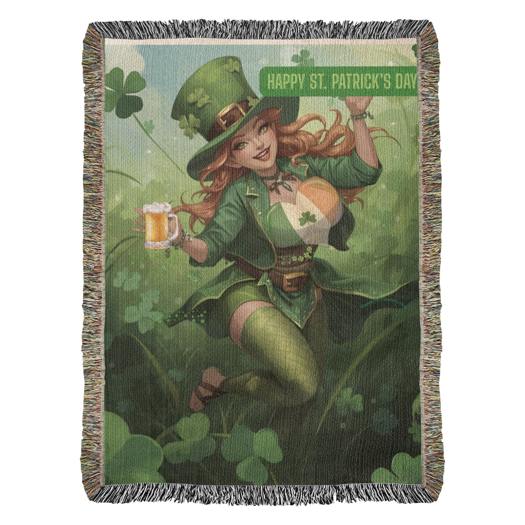 St. Patrick's Favorite "Irish Rose" 100% Cotton Yarn Blanket by GTArtland