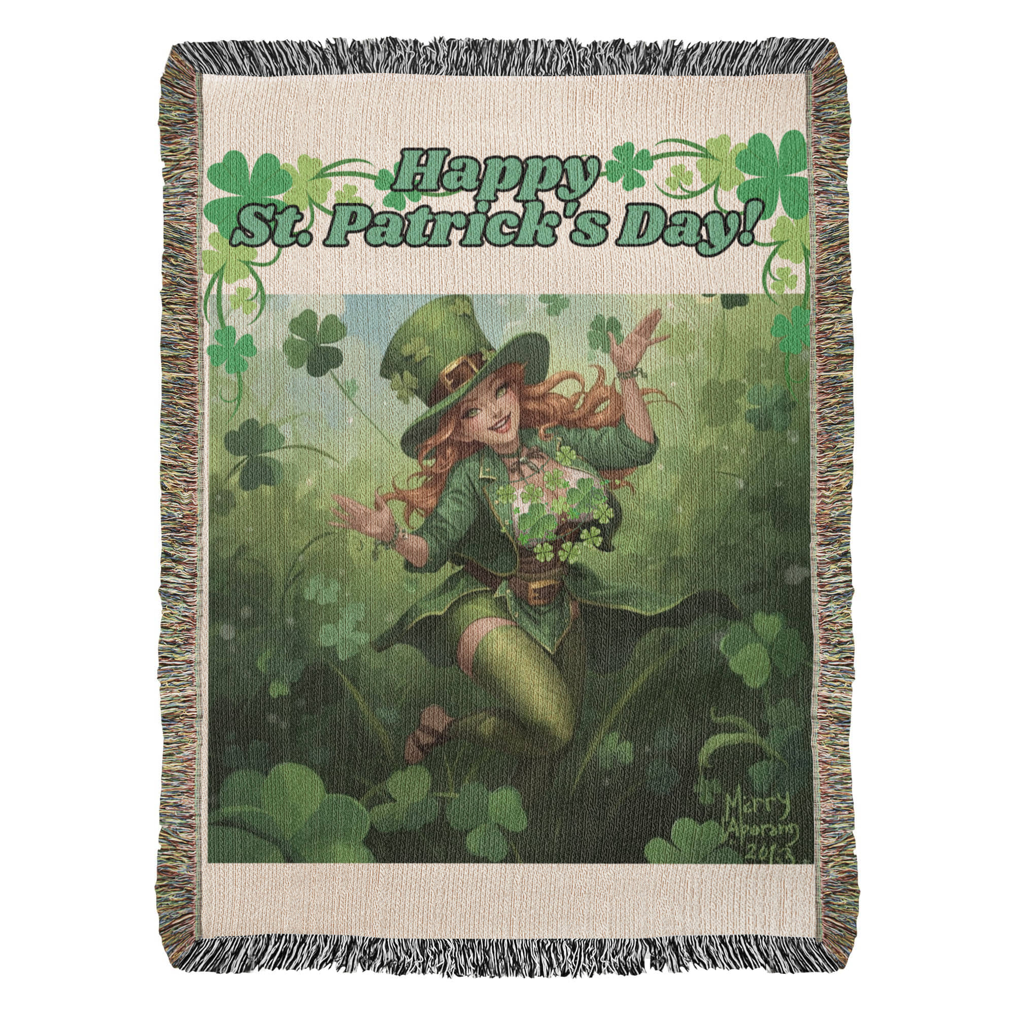St. Patrick's Sexy Irish Rose Woven 100% Cotton Yarn Blanket by GtArtland